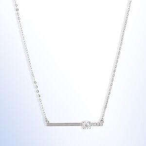 Nordstrom Silver Plated Cubic Zirconia Bar Pendant Necklace